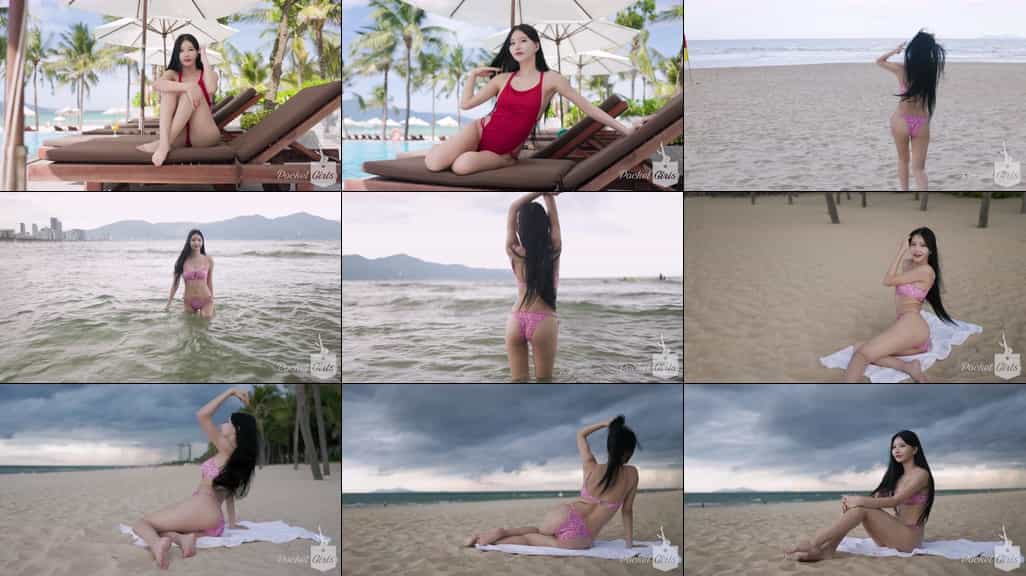 Frolicking in the Waves at My Khe Beach, Yeonji, Pocket Girls, 연지, 포켓걸스 - #00320
