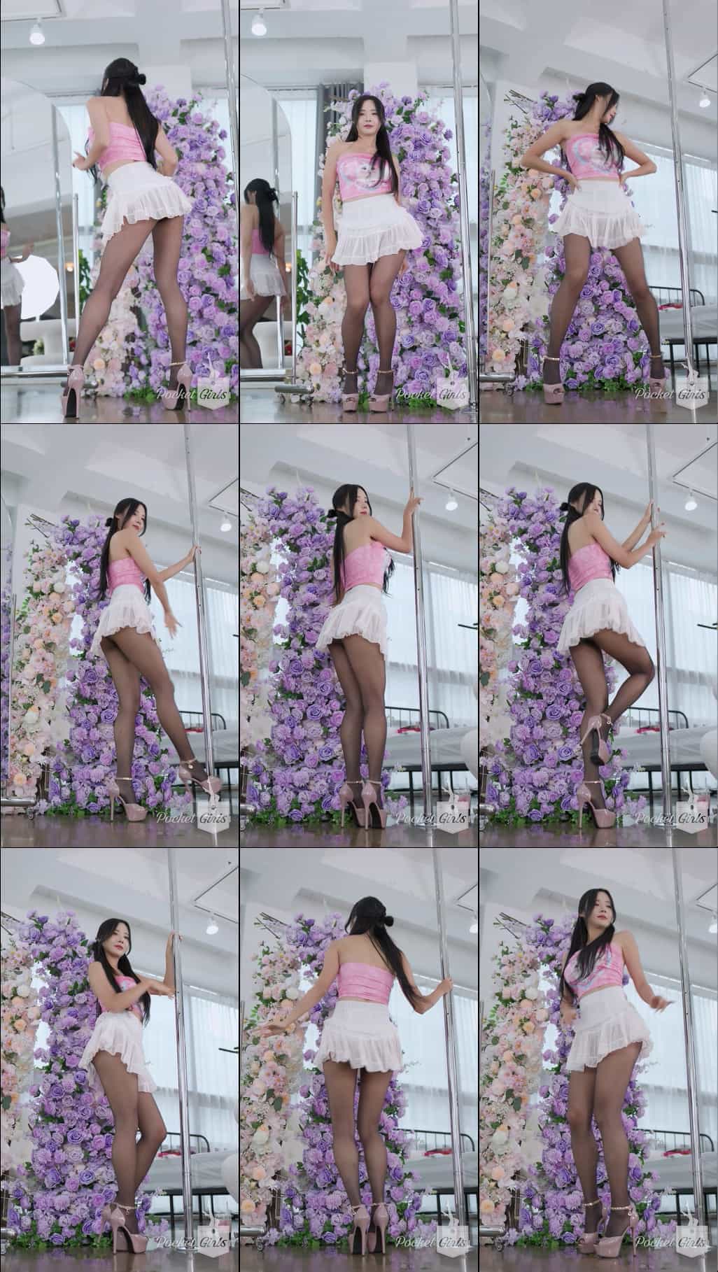 Dance in a Kitty-Inspired Pink Top and Black Stocking, Habin, Pocket Girls, 하빈, 포켓걸스 - #00304