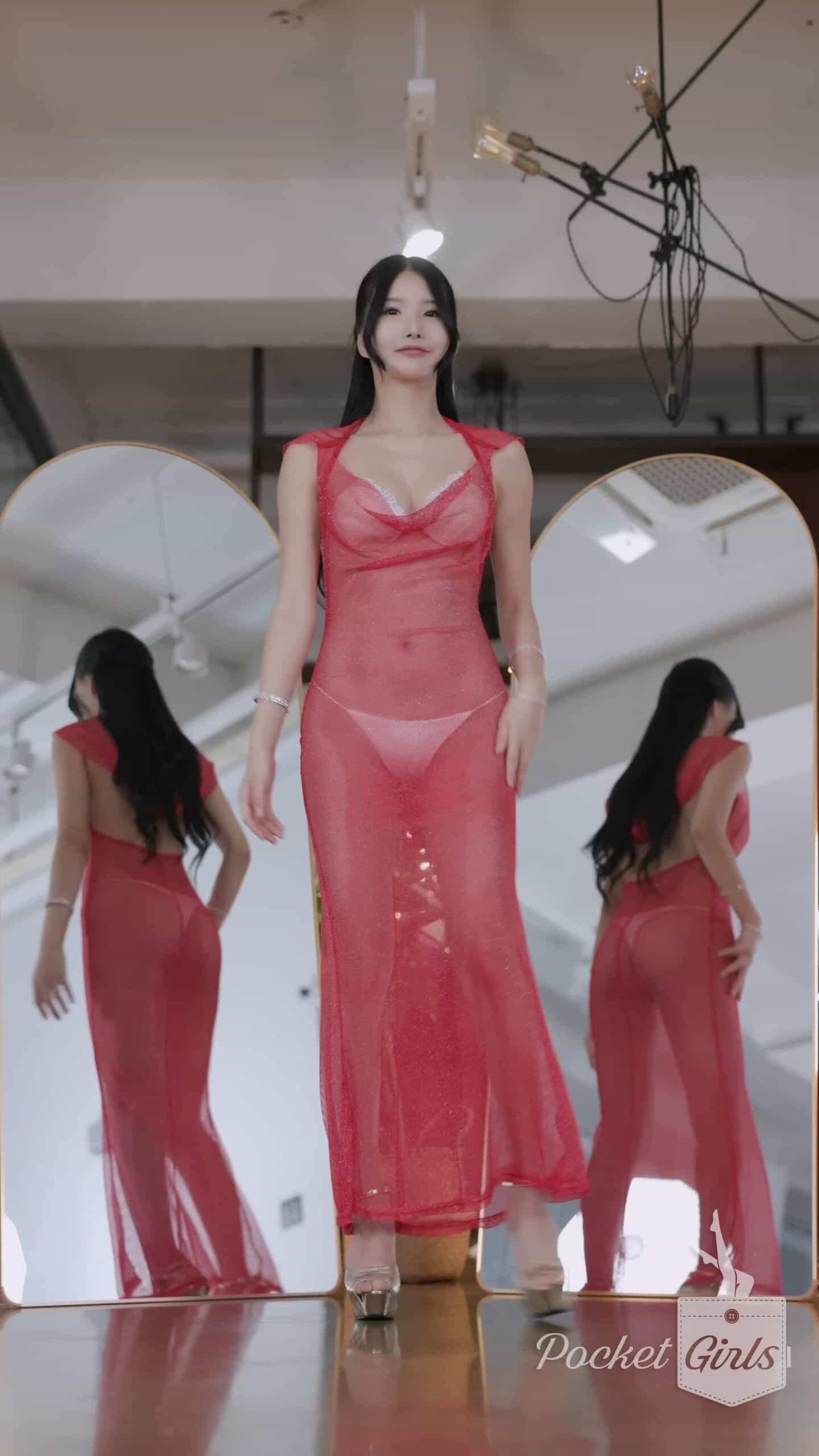 Mystical Allure in Red Lace Cape, Yeonji, Pocket Girls, 연지, 포켓걸스 - #00374