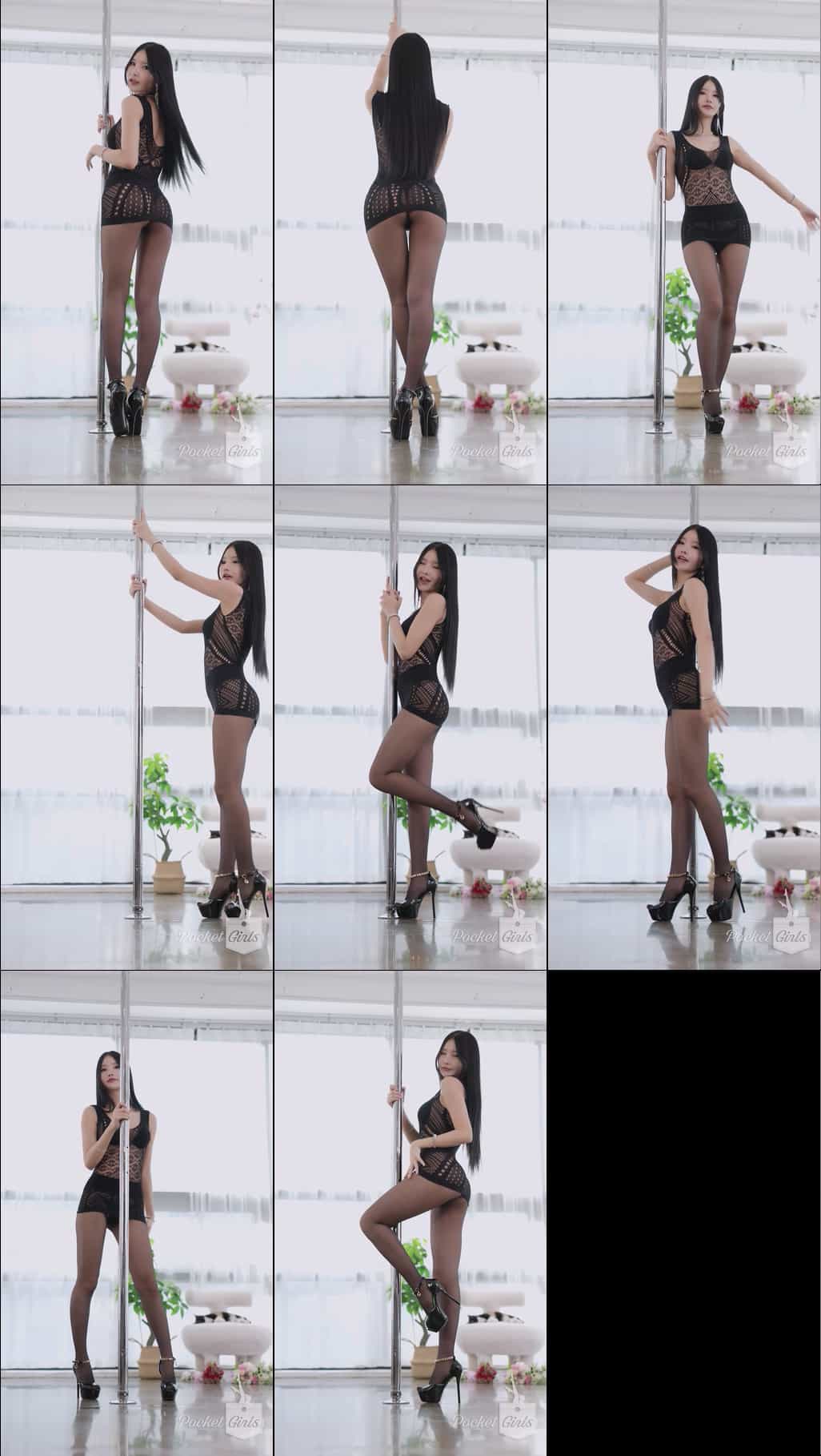 Black Bodycon Dress Dance, Yeonji, Pocket Girls, 연지, 포켓걸스 - #00402