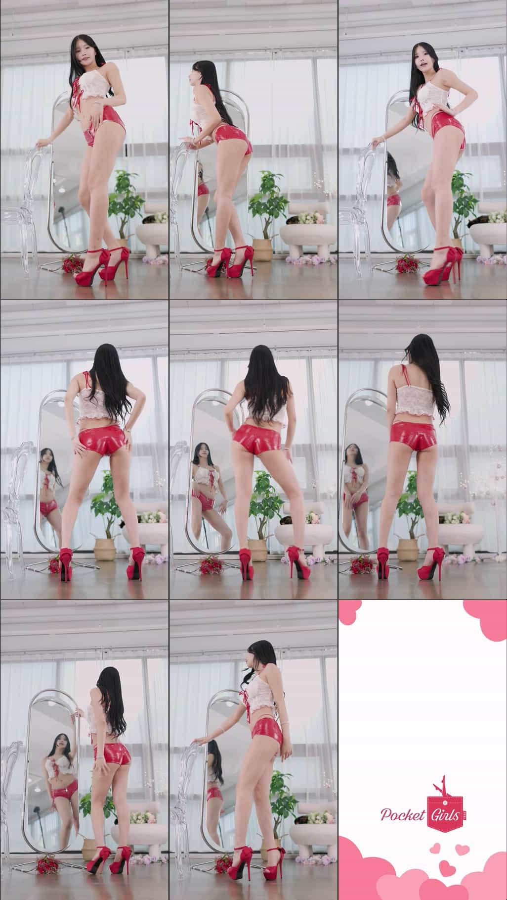 Red PU Shorts Dance Compilation, Yeonji, Pocket Girls, 연지, 포켓걸스 – #00411