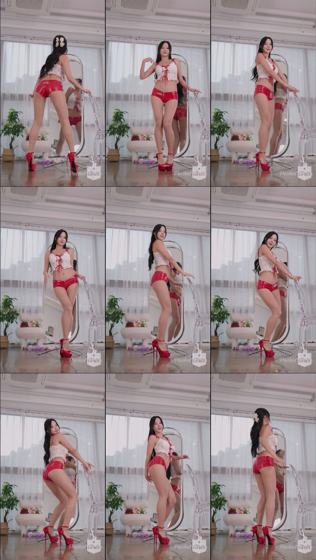 Red PU Shorts Dance, Habin, Part.1c - #1250
