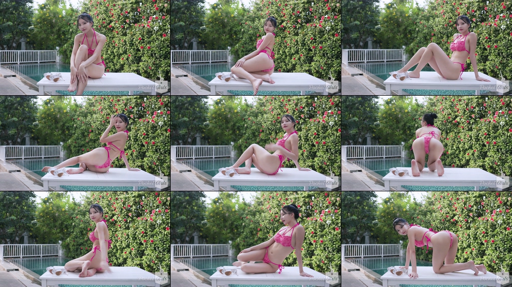 Pool Wading in Hot Pink Bikini, Yeonji, Part.2b - #0959