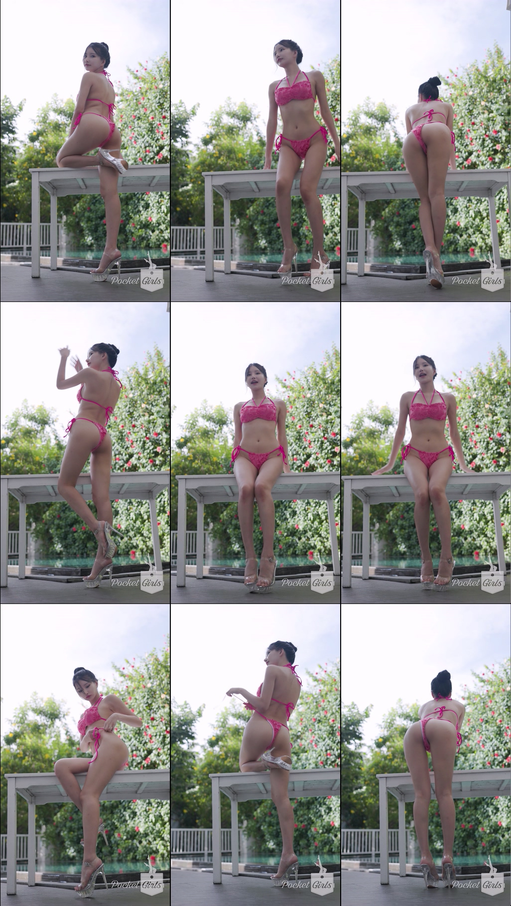 Pool Wading in Hot Pink Bikini, Yeonji, Part.2d - #0961