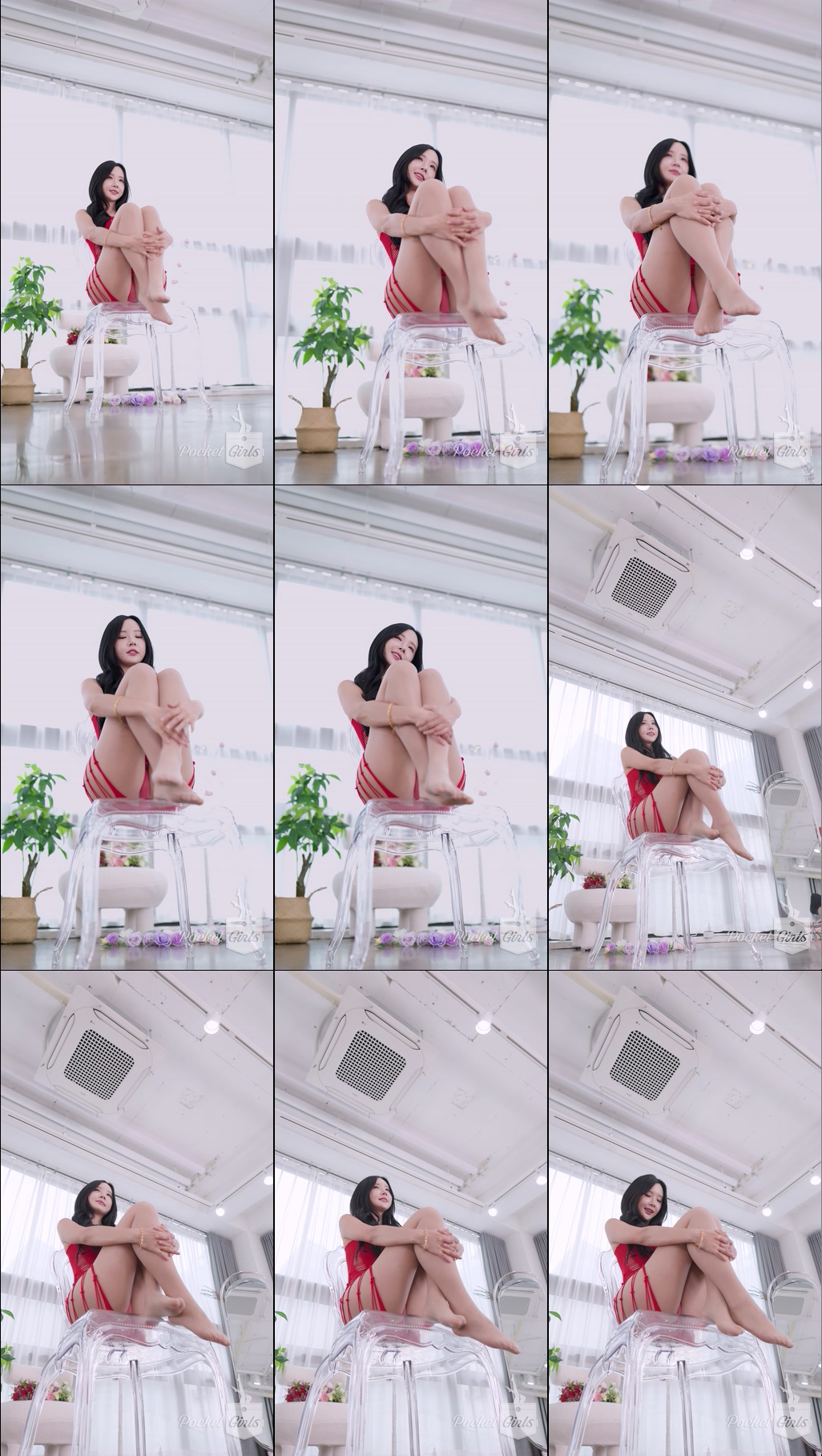 Red Elastic Knit Dress Dance, Habin, Part.1f - #1262