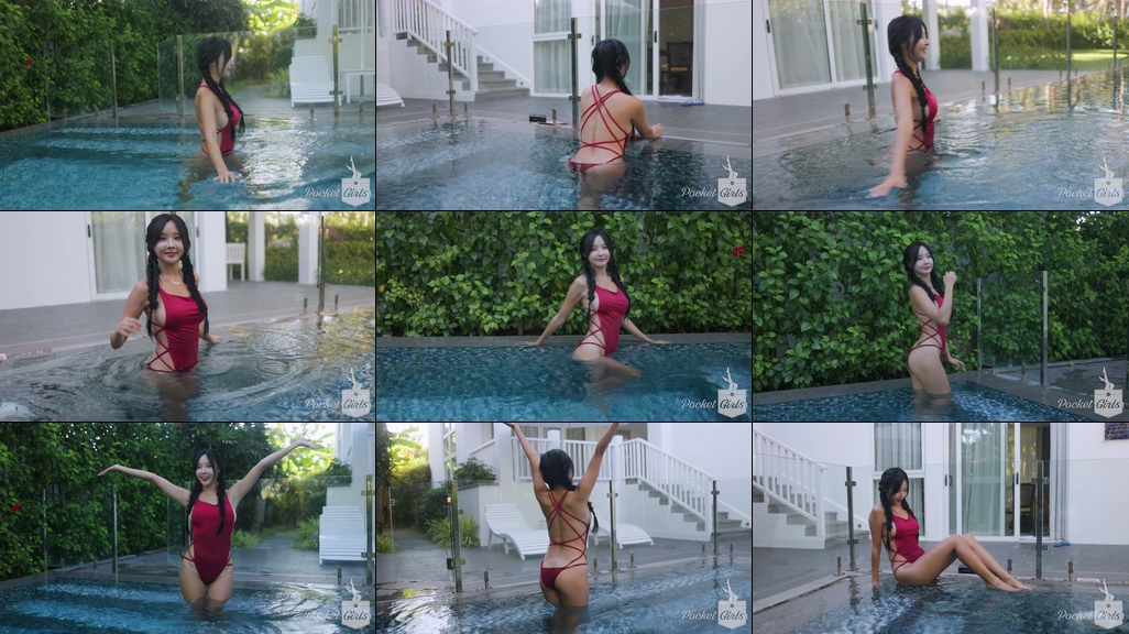 Vibrant Red Monokini Dance, Habin, Part.1 - #1001