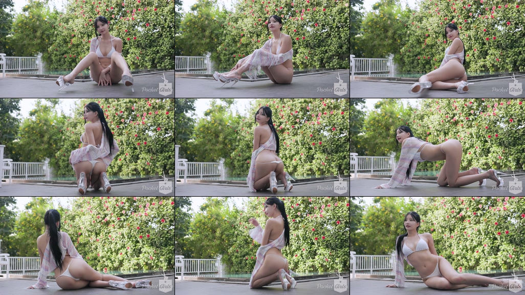 Pool Wading in White Bikini, Yeonji, Part.2b - #0954