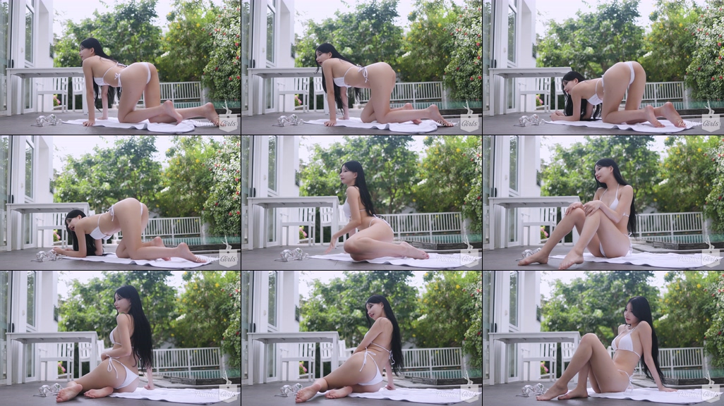 Pool Wading in White Bikini, Yeonji, Part.1e - #0952