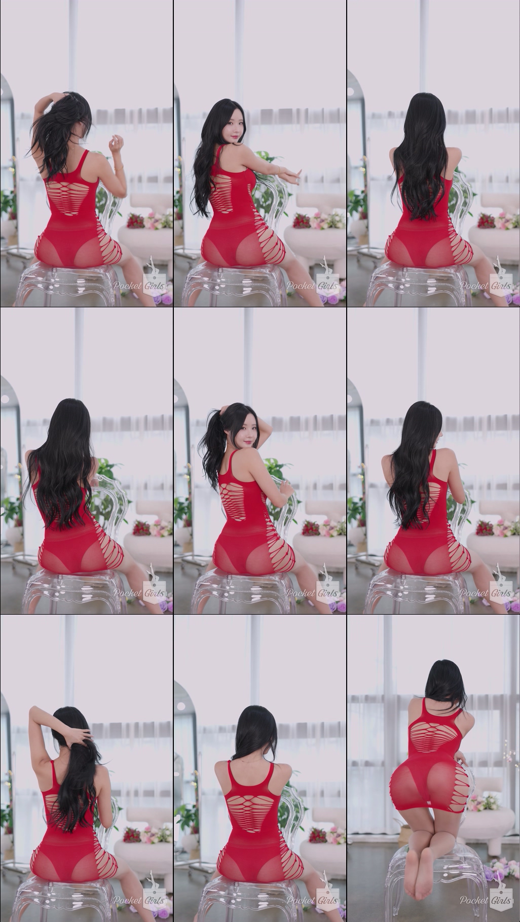 Red Elastic Knit Dress Dance, Habin, Part.2a - #1263