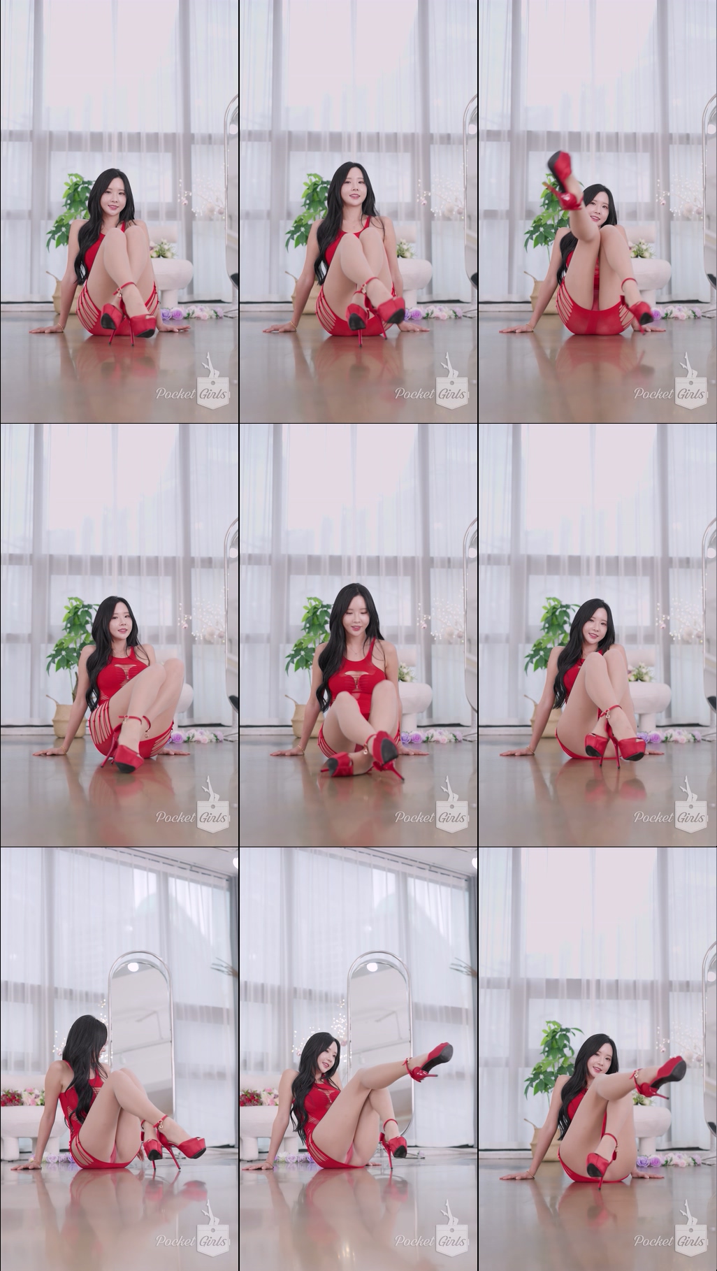 Red Elastic Knit Dress Dance, Habin, Part.2e - #1267