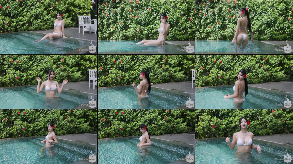 Pool Wading in White Bikini, Yeonji, Part.1d - #0951