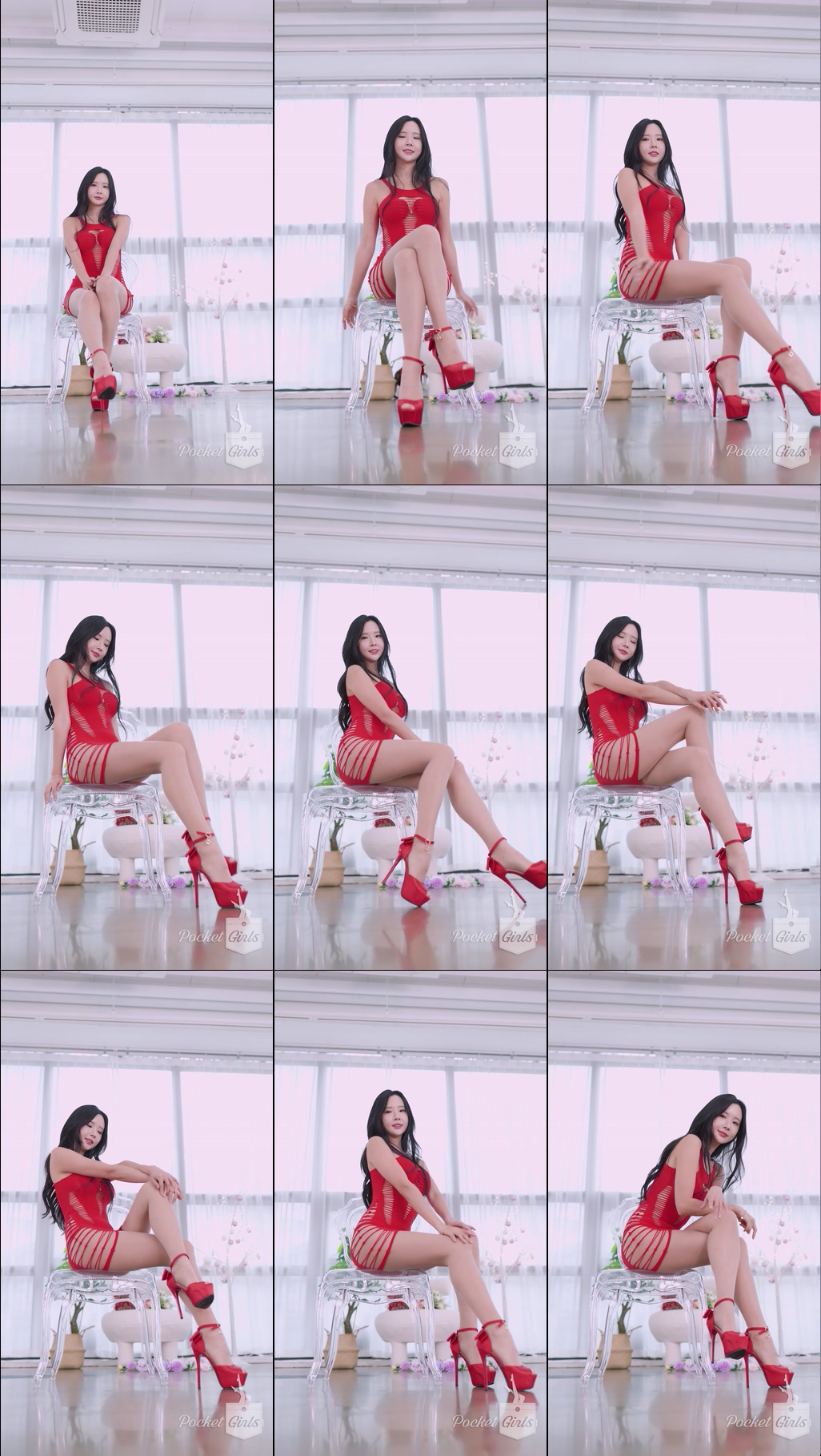 Red Elastic Knit Dress Dance, Habin, Part.1d - #1260