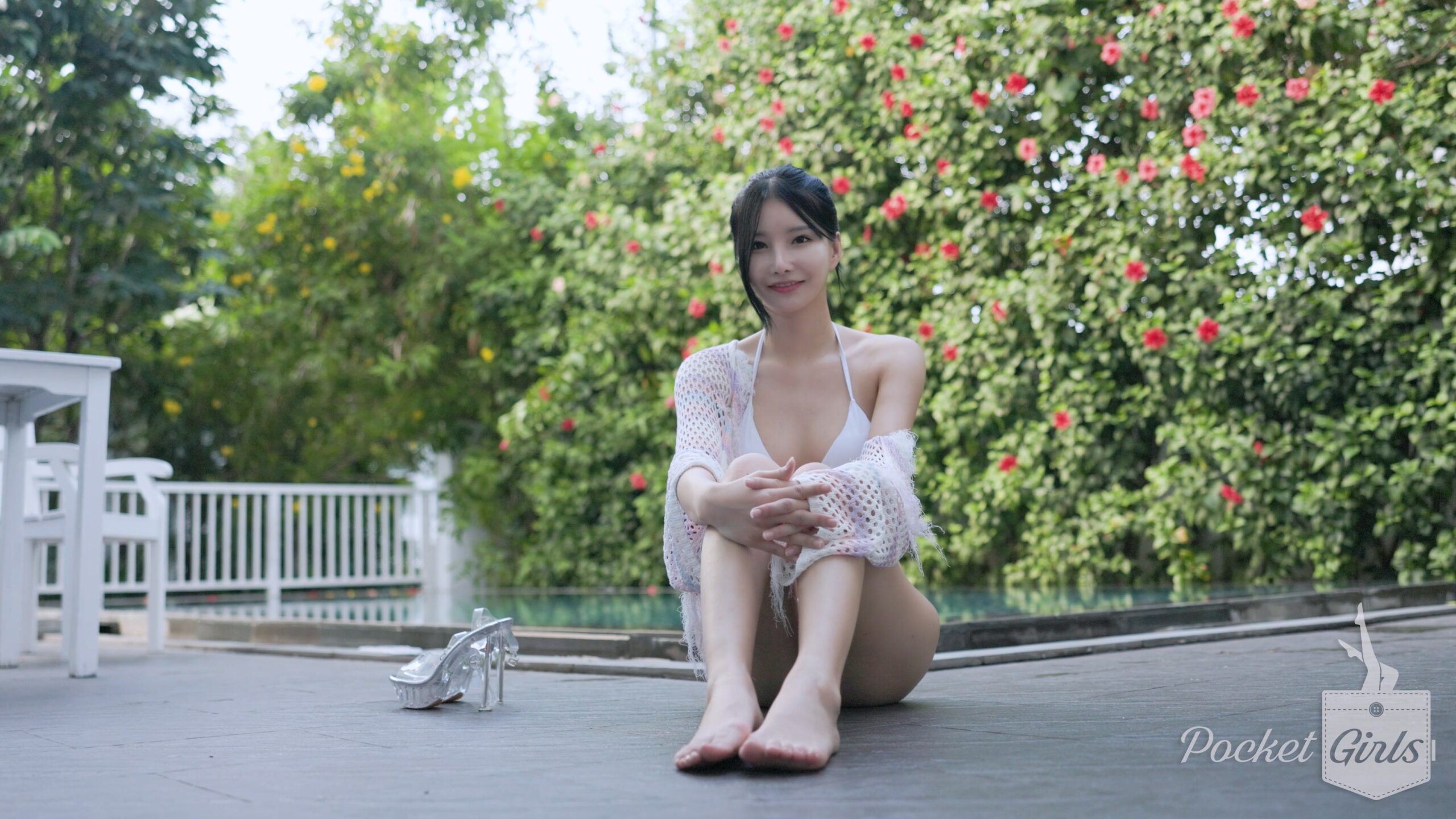 Pool Wading in White Bikini, Yeonji, Part.2c - #0955