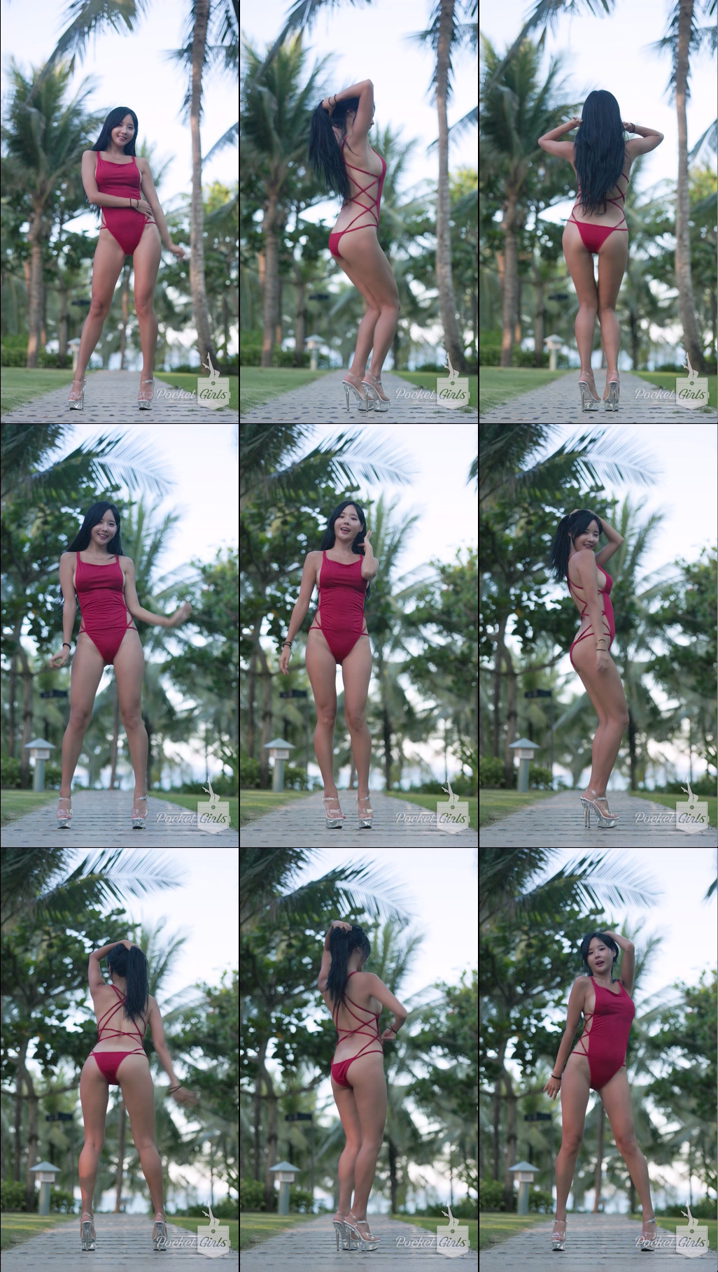 Vibrant Red Monokini Dance, Habin, Part.4 - #1018
