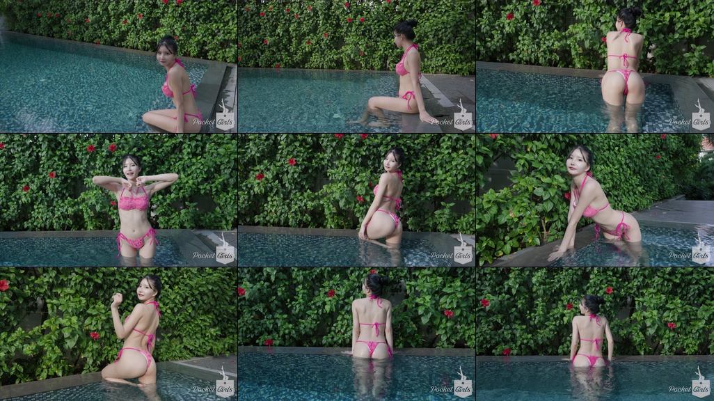 Pool Wading in Hot Pink Bikini, Yeonji, Part.1a - #0855