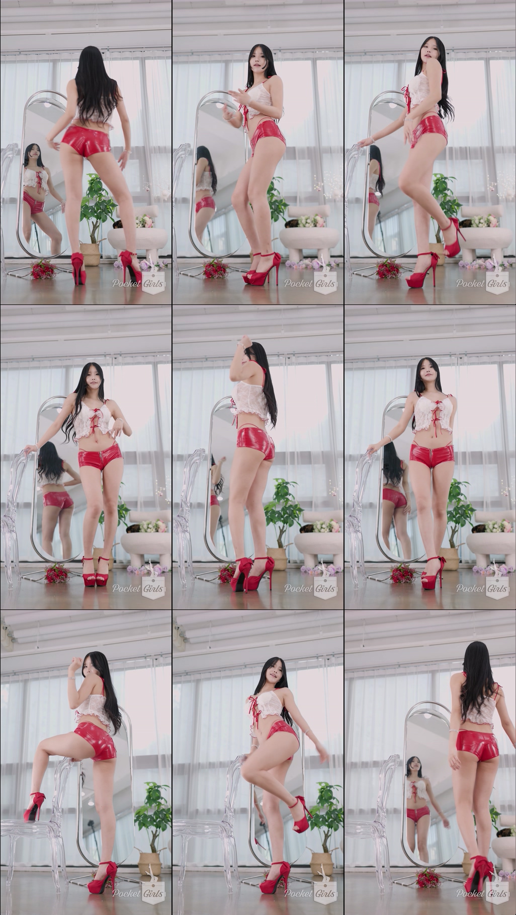 Red PU Shorts Dance, Yeonji, Part.1c - #1270