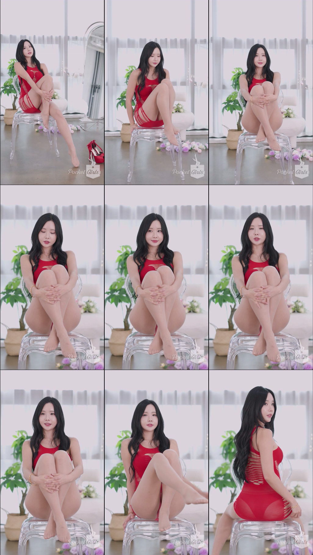 Red Elastic Knit Dress Dance, Habin, Part.2c - #1265