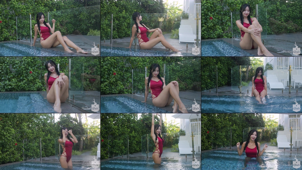 Vibrant Red Monokini Dance, Habin, Part.2 - #1002